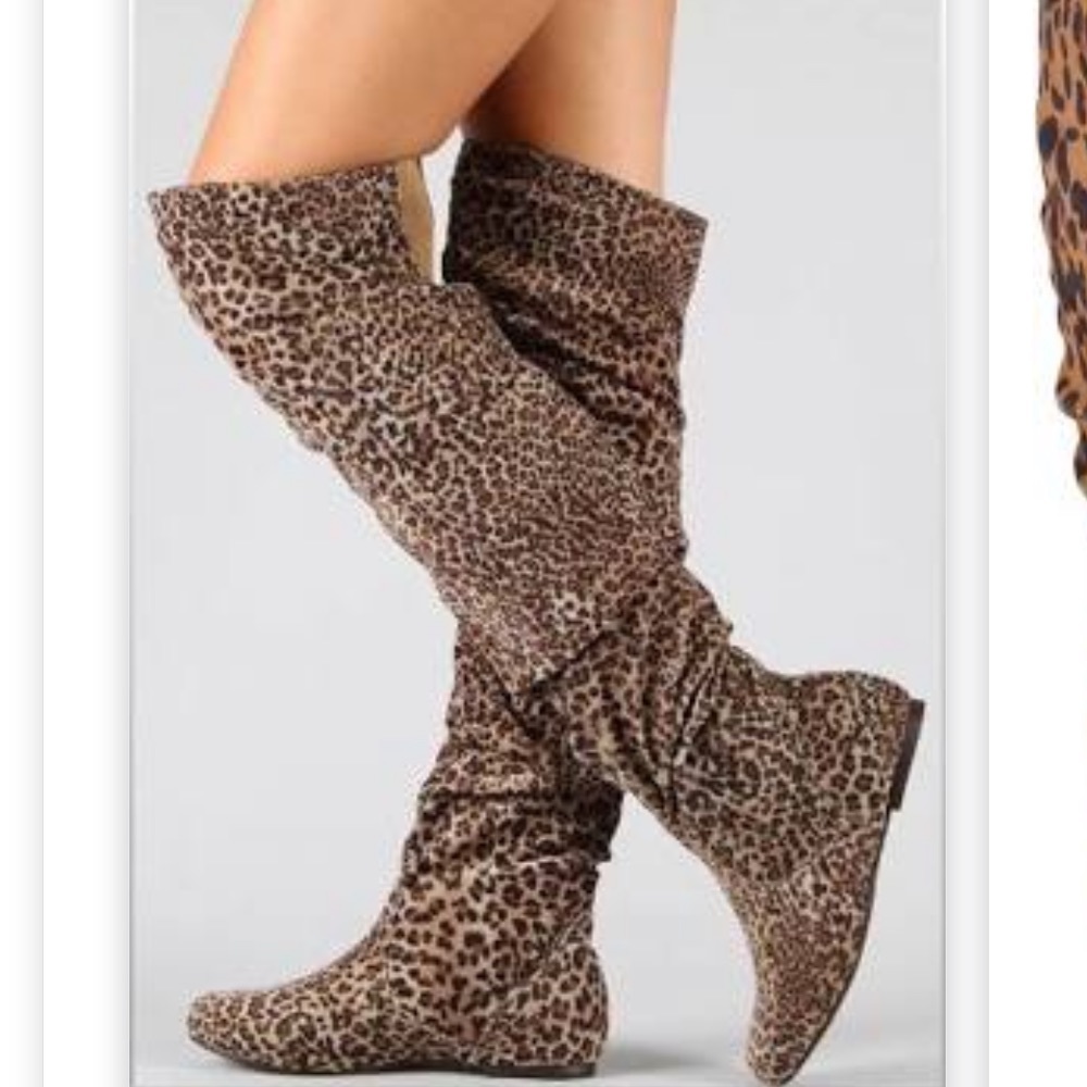 Leopard Slouch Thigh-High Boots